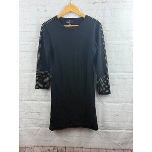 Ronni Nicole Sweater Dress Womens Size Large Black Gold Stud Details Party